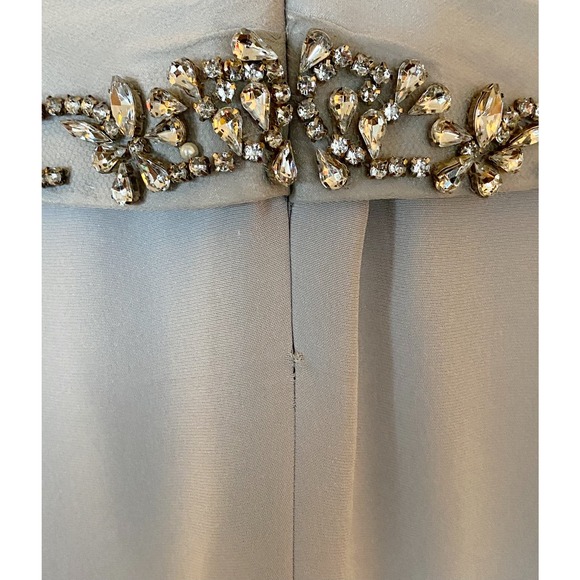 LARA A-Line Formal Dress Chiffon Layer Rhinestones Embellished Prom Gown Gray 8 - Picture 5 of 15